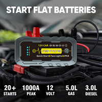 Arrancador de Coches, Camiones y Motocicletas Portátil de 1000A, 7200mAh/10000mAh con Luz LED, Carga Rápida, Batería de Respaldo
