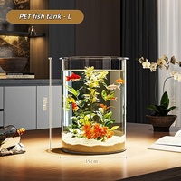 Grand aquarium cylindrique en verre PET transparent, sculpture paysagère, décoration écologique pour salon