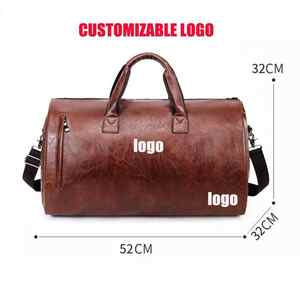 Bolsa de ropa de <span class=keywords><strong>hombre</strong></span> para <span class=keywords><strong>traje</strong></span> de viaje de lona vintage de cuero PU plegable portátil de gran capacidad impermeable con logotipo personalizado para <span class=keywords><strong>hombre</strong></span> - Product Image 5