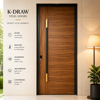 Porte d'entrée moderne en acier, porte d'entrée de luxe pour villa, porte de sécurité en acier inoxydable avec design personnalisé