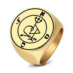 R502 Samael Sigil Lilith regina della notte simbolo talismano amuleto gioielli Laser inciso anelli in acciaio inossidabile - Product Image 1