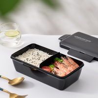 Boîte à bento de style japonais, récipient pour repas légers, boîte à lunch pour employés de bureau, plastique, deux compartiments, compatible micro-ondes, 1000 ml