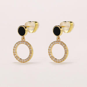 Orecchini Pendenti Classici E1619 in Lega di Zinco Dorata da Donna con Cristalli e Strass, Montatura a Cerchio Geometrico, Gioielli alla Moda per Feste - Product Image 4