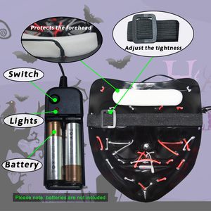 หน้ากากฮาโลวีน LED หน้ากากปาร์ตี้เรืองแสง, หน้ากาก Purge ฮาโลวีนพร้อมโหมดไฟ 4 แบบ, หน้ากากกรีดร้องสุดหลอนสำหรับงานเทศกาลคอสเพลย์ - Product Image 6