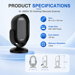 Escáner de código de barras de escritorio 2D XL-2600A, 640 × 480 píxeles, detección automática, Plug & Play, escáner omnidireccional con detección automática para punto de venta minorista - Product Image 5