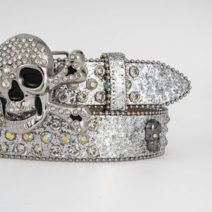 <span class=keywords><strong>Ceinture</strong></span> large personnalisée style européen et américain avec boucle en alliage tête de mort, ornée de cristaux <span class=keywords><strong>BB</strong></span> <span class=keywords><strong>Simon</strong></span> Bling Bling, pour femmes et hommes, mode Hip Hop - Product Image 4
