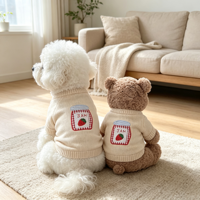 Pull en tricot brodé motif animal de dessin animé, en polaire arctique doux et chaud pour petits chiots et chatons, tailles S-XL