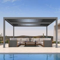 Gazebo de toit de balcon étanche personnalisé pour l'extérieur Pavillon de jardin Pergola à persiennes électrique avec LED Auvent Pergola de jardin en métal