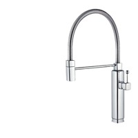 Robinet de cuisine moderne minimaliste chaud-froid en cuivre à poser sur comptoir, à trou unique, avec cartouche céramique, rétractable omnidirectionnel