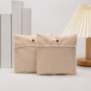 GLAMPKG Pochette à bijoux personnalisée en lin avec couvercle rabattable, emballage imprimé avec logo, pour colliers, boucles d'oreilles, pochettes de rangement pour cadeaux - Product Image 3