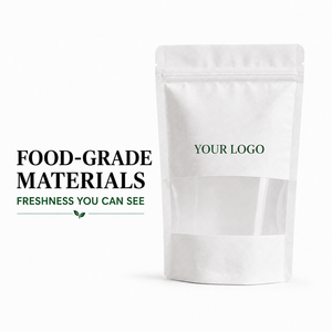 Ready-Made Biodegradable <b>Small</b> Ziplock Food <b>Bags</b> Doypack Customize Stand up <b>White</b> Kraft Paper <b>Bag</b> with Window Kraft Paper Pouch - Product Image 1