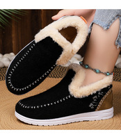Bottes de neige pour femmes grandes tailles (tailles 40-46) Bottes courtes à enfiler |   Vêtement d'hiver tendance et chaud avec doublure en fausse fourrure