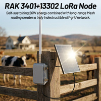 Module LoRa haute puissance HP1 Wismesh 1W, kits de démarrage avec amplificateur, système d'alimentation solaire 20W, antenne en fibre de verre 6dBi, support de montage