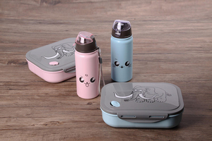 Elephant pattern microwave portable children's snack <b>box</b>, food storage <b>box</b>, water bottle lunch <b>box</b> <b>set</b> - Product Image 3