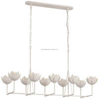 Lampe suspendue en forme de bourgeon de lotus doré rétro américain, salle à manger, métal, Alberto, grand lustre linéaire, luminaire suspendu antique