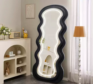 Specchio da terra ondulato irregolare con cornice per arredamento casa, specchio a figura intera per soggiorno - Product Image 4