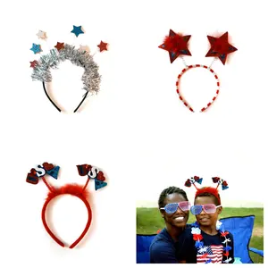 Divertidas diademas de bandera de EE. UU. Día de la Independencia Americana Cabeza Boppers Accesorios de fiesta para el día 4 de julio