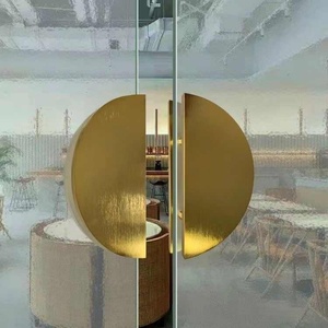 Manijas de Puerta Personalizadas, Semicirculares Simples, para Puerta de Doble Vidrio, Grabadas, de Madera Maciza, Modernas, de Latón para Hotel - Product Image 3