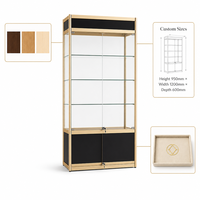 Vitrine à bijoux en verre trempé, vitrine verticale avec cadre métallique pour boutique de détail, vitrine verrouillable avec éclairage LED