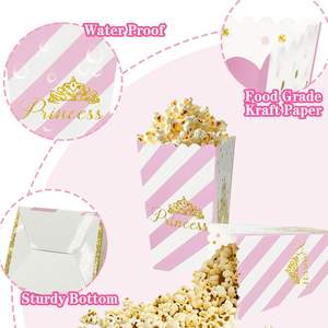 MOAXMOA-Cajas de papel temáticas de princesas de oro rosa para baby shower, decoración para fiestas de cumpleaños, 24 piezas - Product Image 3