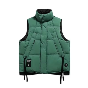 Wholesale Custom logo Men's Women's Polyester Wadding Turtleneck Front <b>Waterproof</b> Winter Outdoor <b>Warm</b> Thick Sleeveless <b>Jacket</b> - Product Image 3