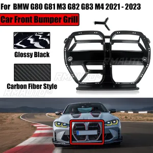 Rejillas Delanteras para BMW G80 G81 M3 G82 G83 M4 2021-2023, Estilo Fibra de Carbono, Color Negro Brillante, Rejilla para Capó con ACC - Product Image 1