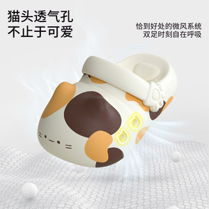 Lindos zuecos con diseño de pata de gato tricolor, suela gruesa antideslizante, sandalias de playa de verano para mujeres, hombres, padres e hijos, con estampado animal. - Product Image 3