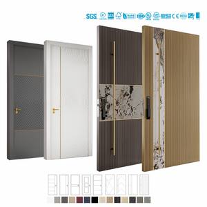 Puerta Principal de Madera de Roble y Nogal Estilo Europeo Americano, Puerta Pivotante Exterior para Casa, Puerta de Entrada Frontal Moderna de Madera - Product Image 6