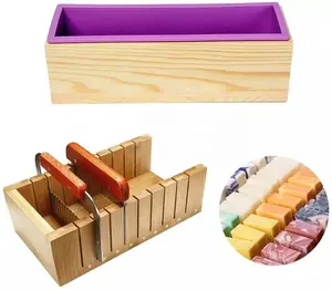 Soap Molds with Wooden Box, 1200ML Silicone Soap for Soap Making, Flexible  Rectangular Loaf Soap Silicone, DIY Tool for Soap Cake Making, Soap Cutter