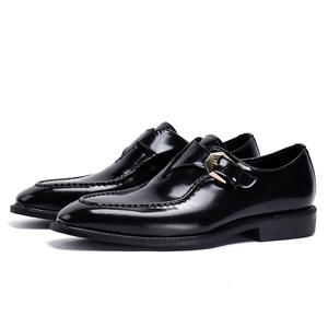Chaussures décontractées à enfiler pour homme Mengke en cuir véritable avec finition peinte, à bout carré et boucle formelle pour affaires - Product Image 1