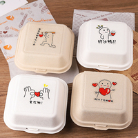 Boîte à bento en pulpe recyclée de qualité alimentaire, emballage pour gâteaux, dessert, tiamisu, boîte à hamburger, boîte à dessert, pique-nique, bonbons, boîte en papier