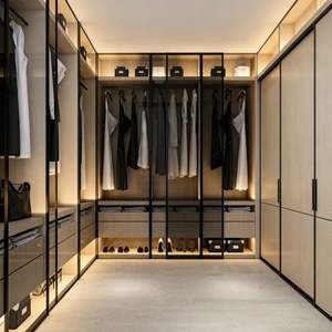 BALOM Custom Modular Walk in Wardrobe Frame Glass Door LED Light Eco Friendly Storage Furniture - Product Image 6