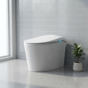Couvercle de toilette intelligent mains libres à contour doux avec rinçage automatique au pied, barrière de mousse, radar vocal, séchage à chaud, filtration d'eau et parfum solide - Product Image 1