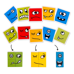 Blocchi di legno Espressioni di Corrispondenza Building Block In Età Prescolare Di Puzzle Gioco di Costruzione Cubi di Giocattoli Educativi Montessori Giocattolo per I Bambini - Product Image 3