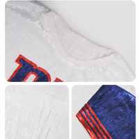 Robes décontractées en mousseline de soie à taille naturelle, personnalisées en gros, avec franges, pompons et sequins, uniformes de jour de match, vêtements personnalisés