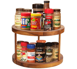 FSC tembel <span class=keywords><strong>Susan</strong></span> pikap kabine mutfak kiler 2 Tier 360 derece tezgah dolapları yemek masası akasya ahşap organizatör - Product Image 1