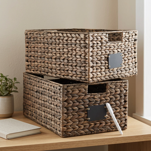 Panier de rangement rectangulaire tressé en jacinthe d'eau Artex Hai Nam pour fruits et légumes de cuisine, petit panier en osier - Product Image 4