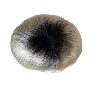 Sistemas <span class=keywords><strong>de</strong></span> Cabello Humano Virgen Indio Tono Ombre <span class=keywords><strong>Color</strong></span> T1B60ry <span class=keywords><strong>Rubio</strong></span> Platino AUS Toupee 8x10 con Unidad <span class=keywords><strong>de</strong></span> Encaje y PU para Hombres Blancos - Product Image 5