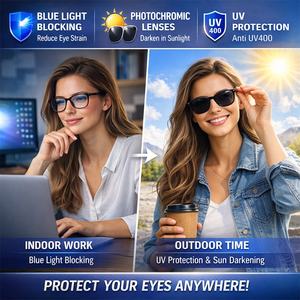 Lunettes photochromiques anti-lumière bleue 2026 pour femme, monture PC métallique, <span class=keywords><strong>grande</strong></span> <span class=keywords><strong>taille</strong></span>, œil de chat, multicolores, Kacamata Photocromic pour femme - Product Image 2