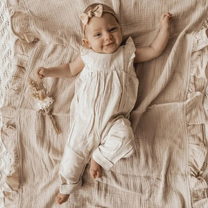 Manta Envolvente de Muselina de Algodón con Volantes para Bebé, Toalla de Baño, Envoltura Arrugada para Bebé, Manta para Cuna, Cochecito y Niños Pequeños - Product Image 2