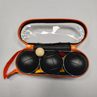 Ensemble de pétanque et boules de haute qualité en acier inoxydable et chrome, 3 pièces, argent
