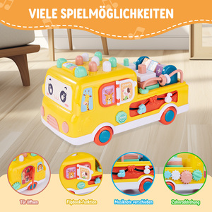 Bus musical éducatif multifonctionnel avec jeu de marteau et engrenages rotatifs, jouet d'éveil pour tout-petits - Product Image 2