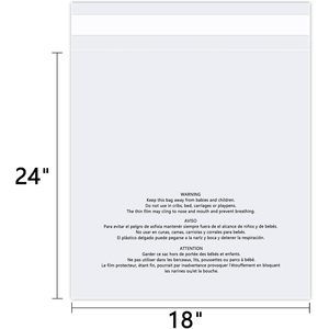 Bolsas transparentes con cierre de cremallera de polietileno de 18x24 pulgadas, paquete de 100 unidades para almacenamiento de ropa, viajes, embalaje y envío - Product Image 2
