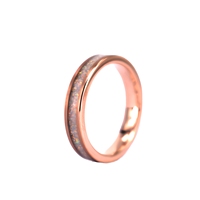 Opale de feu écrasée or Rose 4mm bande de mariage de tungstène promesse des femmes bague d'anniversaire de fiançailles pour les fêtes