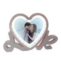 Cadre photo LED en plastique en forme de cœur, miroir magique, vierge pour sublimation, pour décoration intérieure