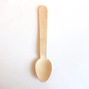 Vaisselle jetable cuillère en bois naturel pour les repas longueur 160mm écologique pour gâteau pour la fête - Product Image 2