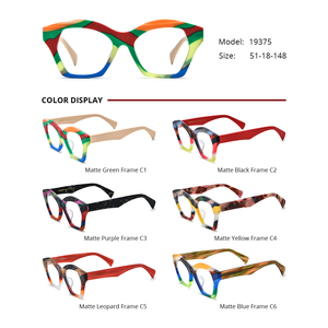 Borregls nhiều màu Matte Acetate kính khung phụ nữ thời trang Cat Eye Kính mắt quang học cảnh tượng quá khổ Cateye Eyewear 19375 - Product Image 3