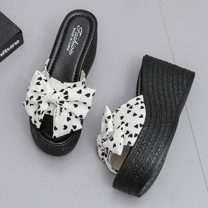 <b>Wedge</b> Heel <b>slippers</b> for Women Korean Version butterfly Bow Flower High Heels Height Bow Increasing Women's Shoes Cool <b>slippers</b> - Product Image 4