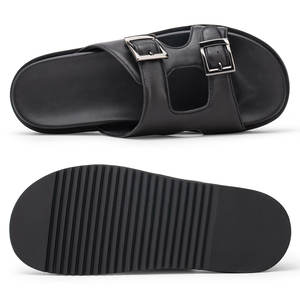 Nuovi Sandali Casual Traspiranti in Vera <span class=keywords><strong>Pelle</strong></span> <span class=keywords><strong>Nera</strong></span> per Uomo, <span class=keywords><strong>Ciabatte</strong></span> Maschili con Rialzo di 5cm - Product Image 2