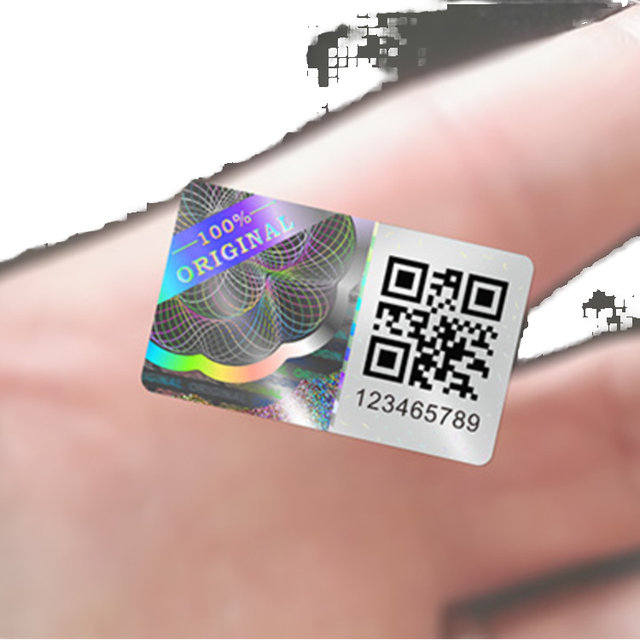 Free Design Waterproof Holographic QR Code Adhesive Sticker for Mobile Phone & Earphone Use Customizable PET Material